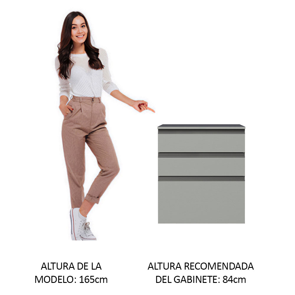Bajo Mesada 60 cm 3 Cajones Nice Gris