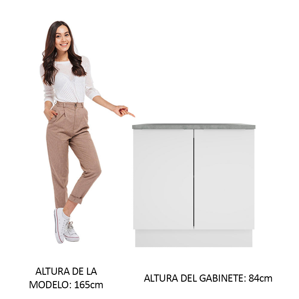 Bajo Mesada 80 cm Sin cajones 2 Puertas Stella Blanco