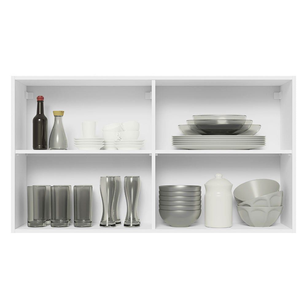 Alacena Cocina 100% MDF 120 cm 2 Puertas Vidrio Reflex Blanco/Negro Acordes Madesa