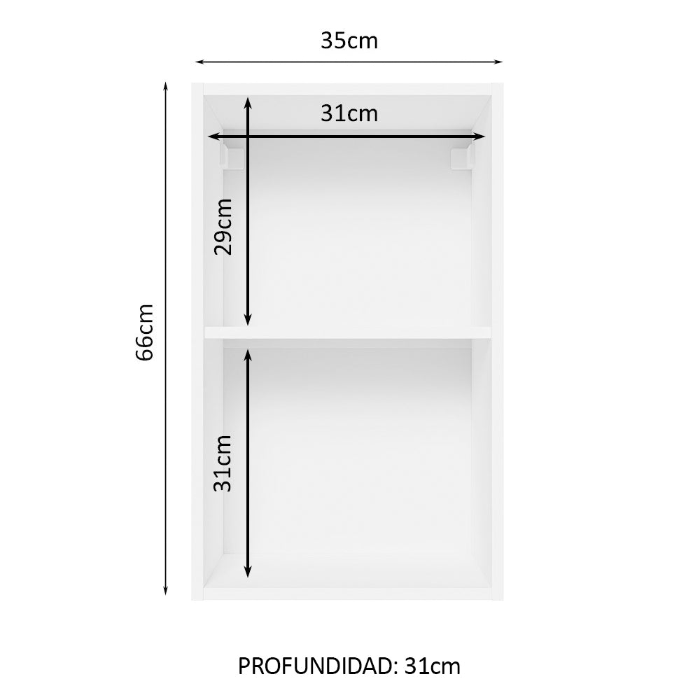 Alacena Cocina 100% MDF 35 cm 1 Puerta Blanco Brillante Acordes Madesa