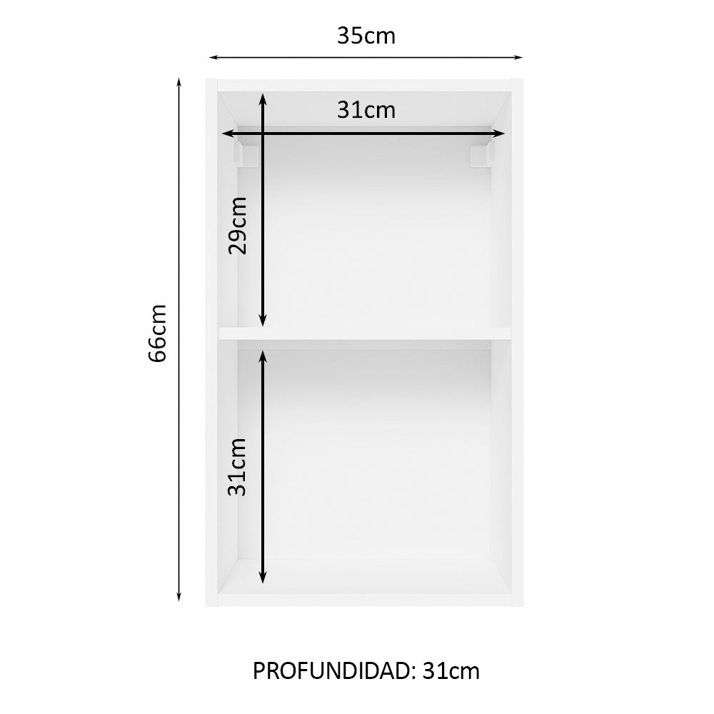 Alacena Cocina 100% MDF 35 cm 1 Puerta Blanco/Marrón Acordes Madesa