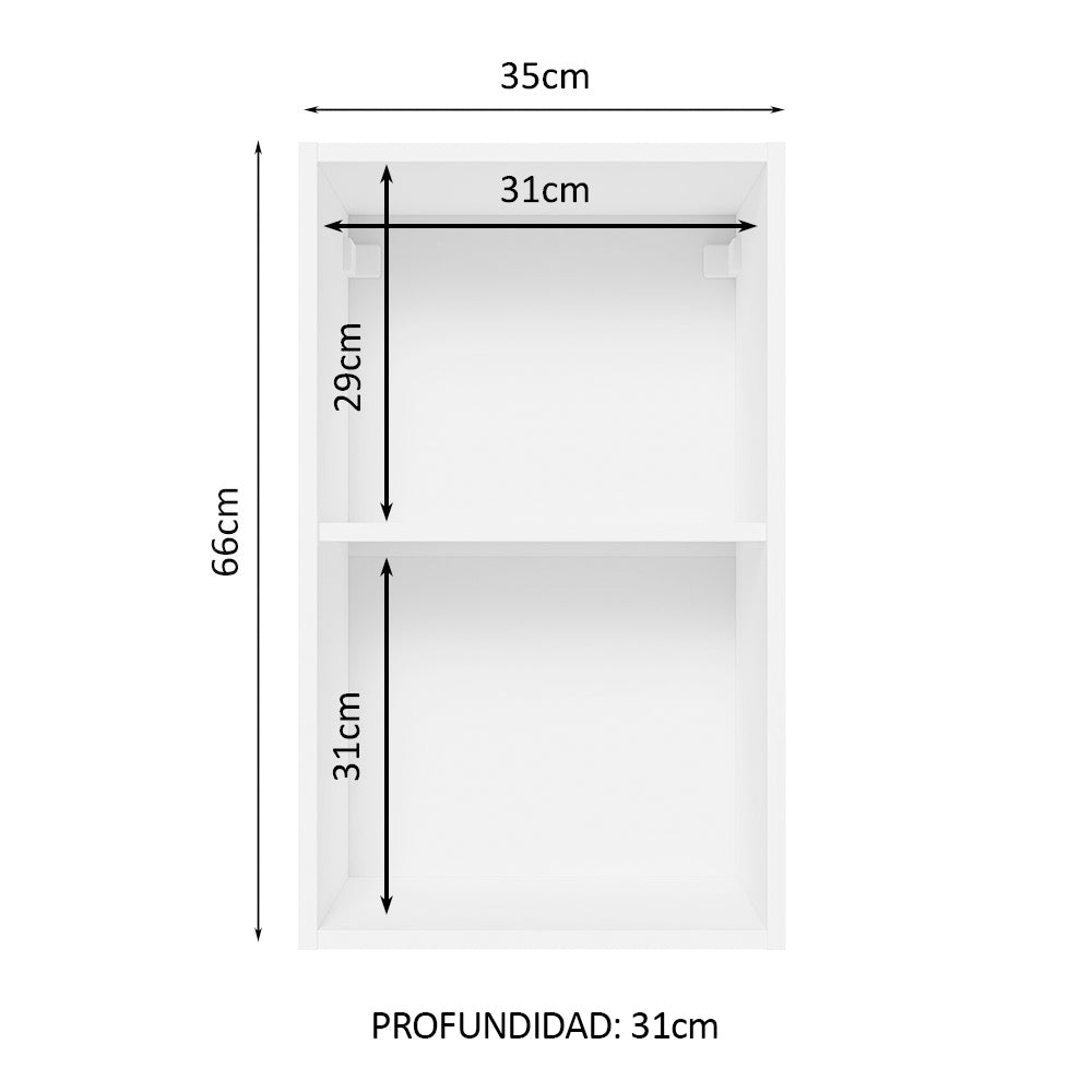 Alacena Cocina 100% MDF 35 cm 1 Puerta Blanco/Negro Acordes Madesa
