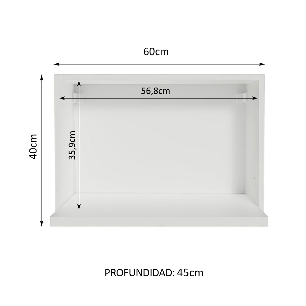 Alacena 60 cm Nicho para Microondas y Horno Blanco Línea Estándar Madesa