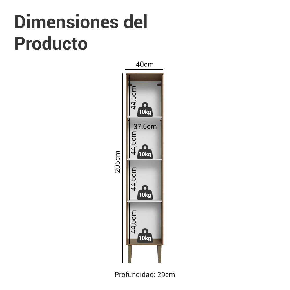 Despensero 40 cm 1 Puerta Marrón/Blanco Lille Madesa