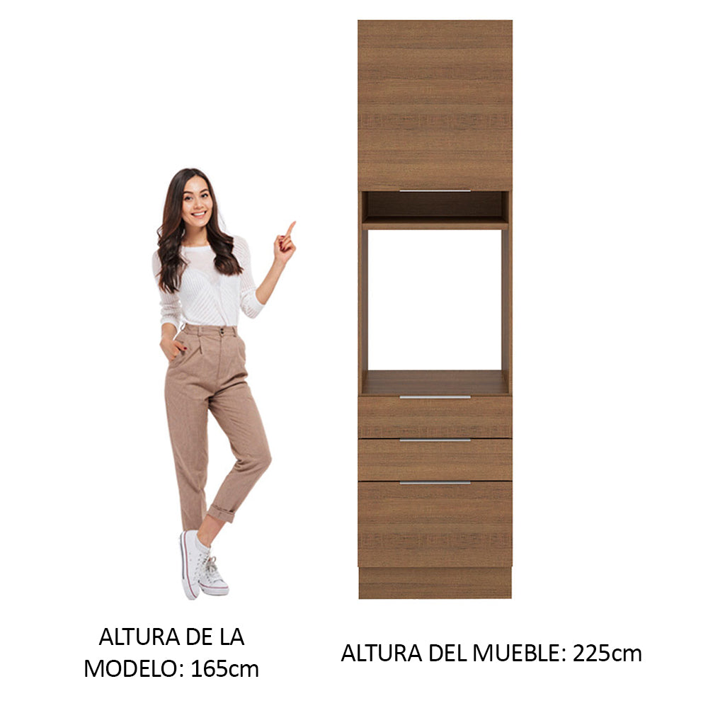 Mueble de Cocina para Horno 60 cm 1 Puerta 3 Cajones Marrón Stella Madesa