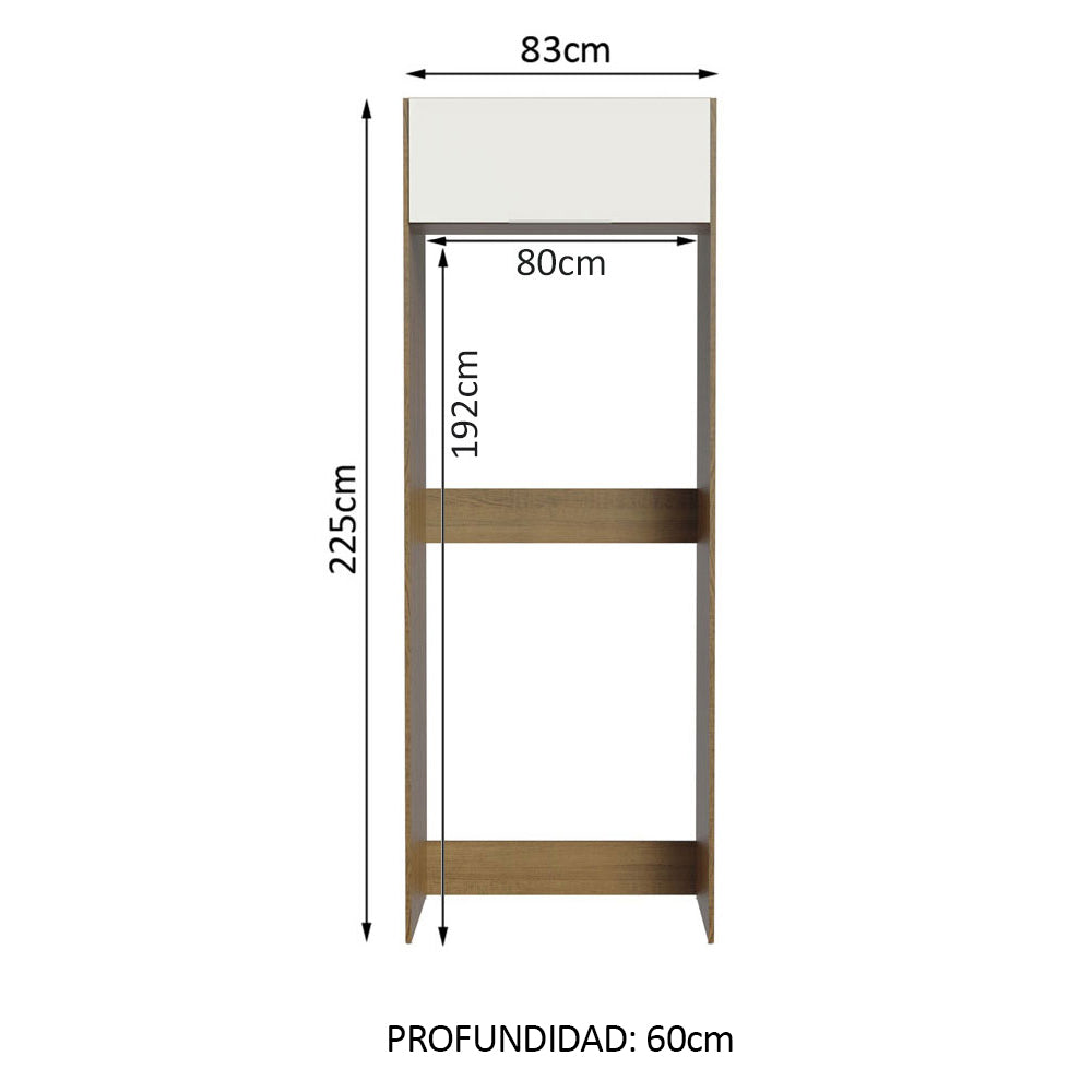 Mueble para Empotrar Heladera 1 Puerta Abatible Marrón/Blanco Stella Madesa