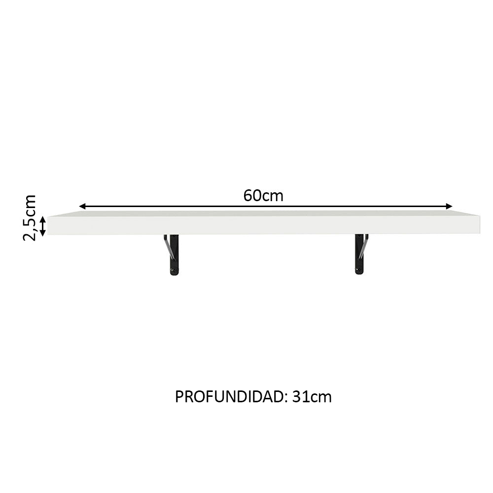 Kit 2 Estantes de Cocina Flotantes 60 cm Blanco Madesa