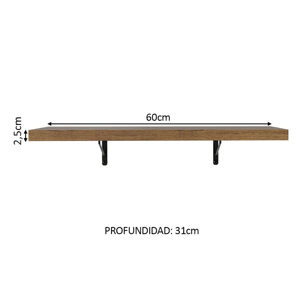 Kit 2 Estantes de Cocina Flotantes 60 cm Marrón Madesa