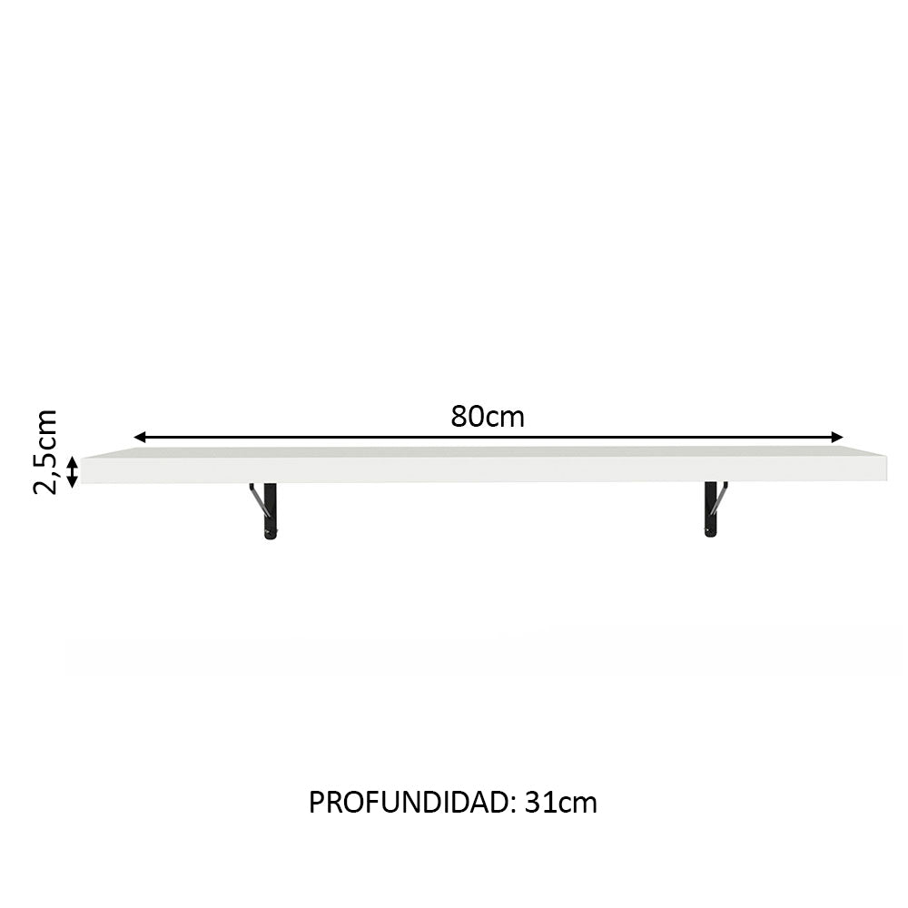 Kit de 2 Estantes de Cocina Flotantes 80 cm con Soportes, Blanco