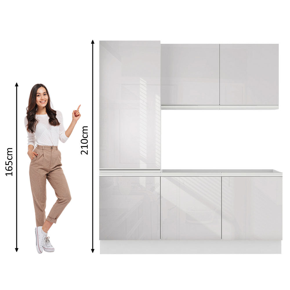 Kit Lavadero Madesa Acordes 100% MDF con Alacena y Bajo Mesada Blanco Brillante