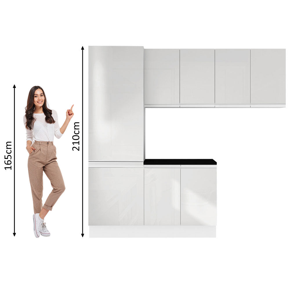 Kit Lavadero Madesa Acordes 100% MDF con Alacena, Bajo Mesada y Despensero Blanco Brillante