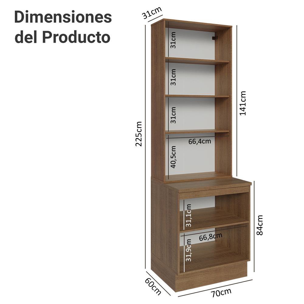 Kit Bajo Mesada con Cristalero 70 cm Madesa Veludo Lux 70cm MB