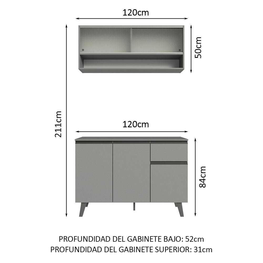Cocina Compacta 120 cm Gris Nice Madesa 02