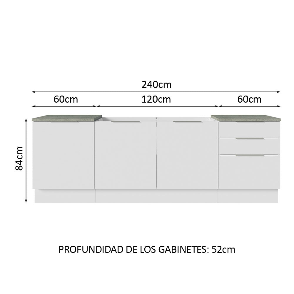 Cocina Compacta 240 cm Blanco Stella Madesa 01