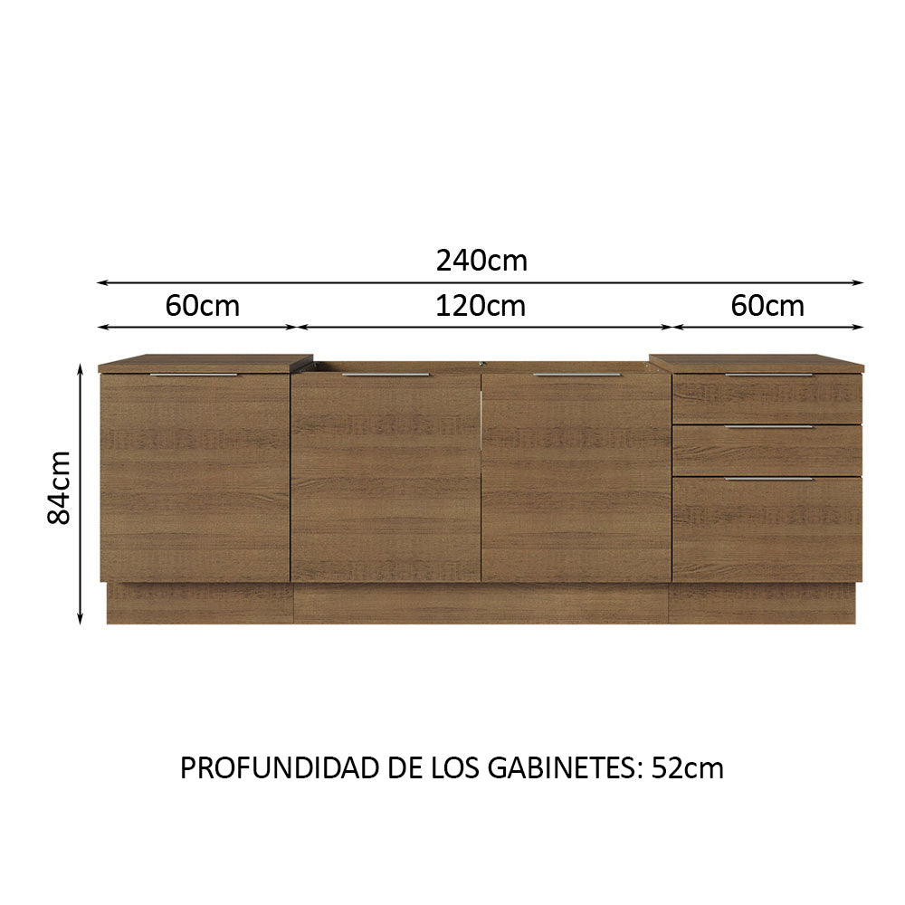Cocina Compacta 240 cm Marrón Stella Madesa 01