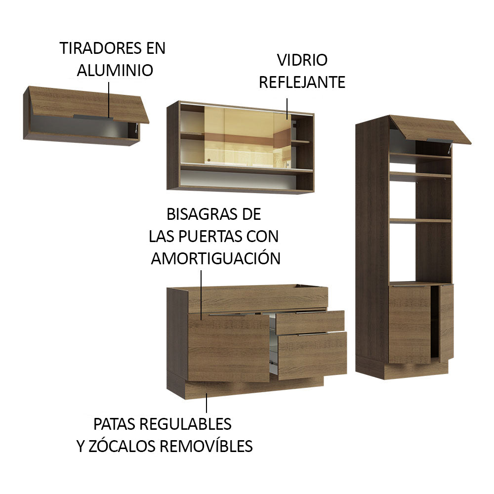 Combo Completo de Cocina 270 cm Marrón Stella Madesa 09