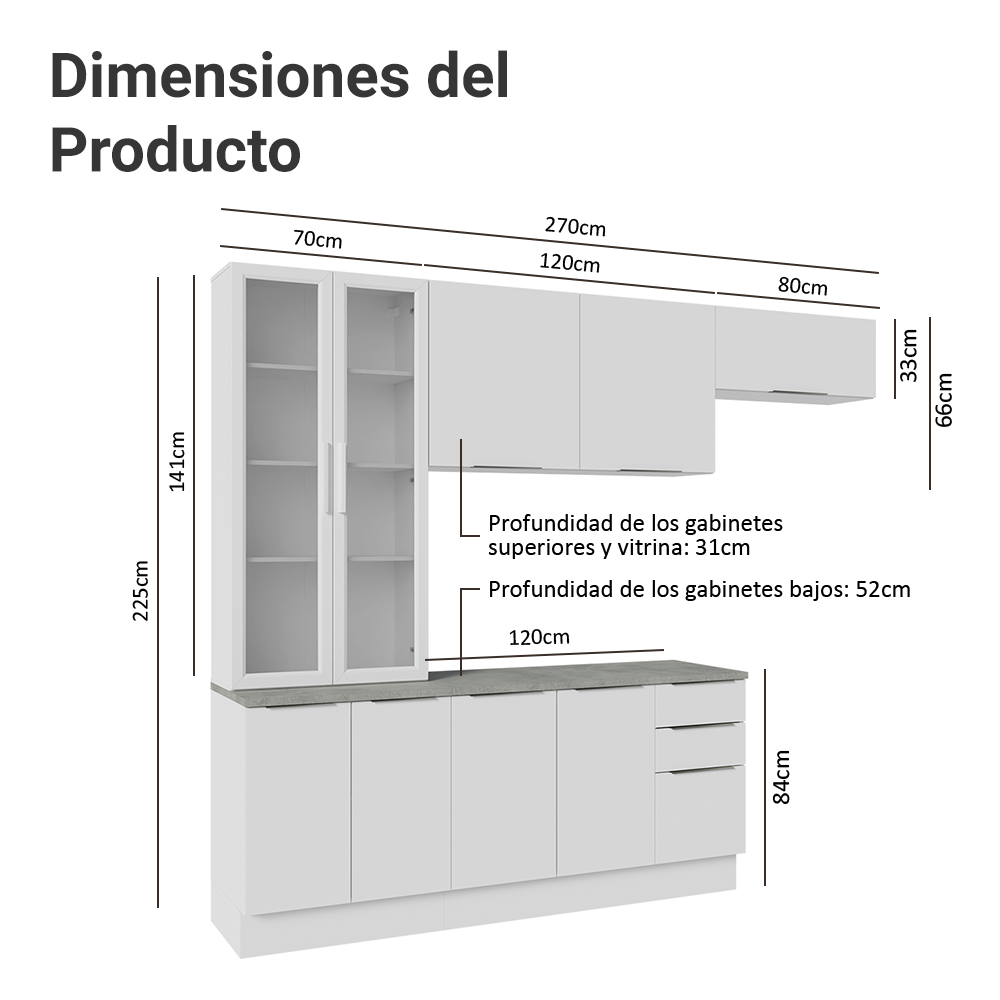 Combo completo de Cocina con Cristalero 270 cm Madesa Stella BB 11