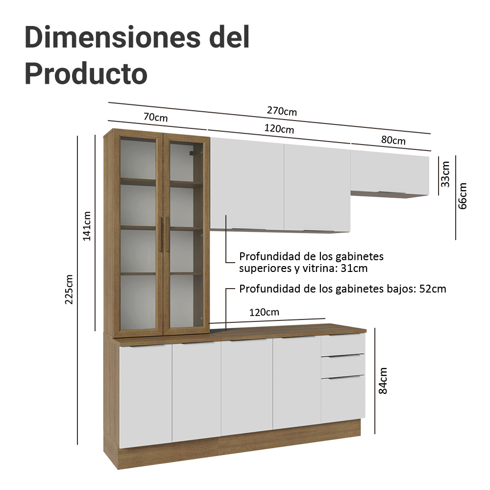 Combo completo de Cocina con Cristalero 270 cm Madesa Stella MB 11