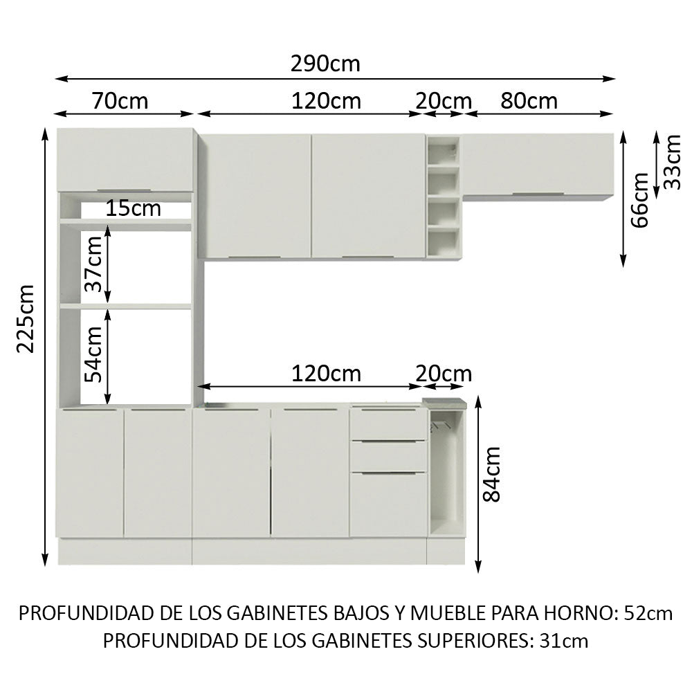 Combo Completo de Cocina 290cm Blanco Stella Madesa 02