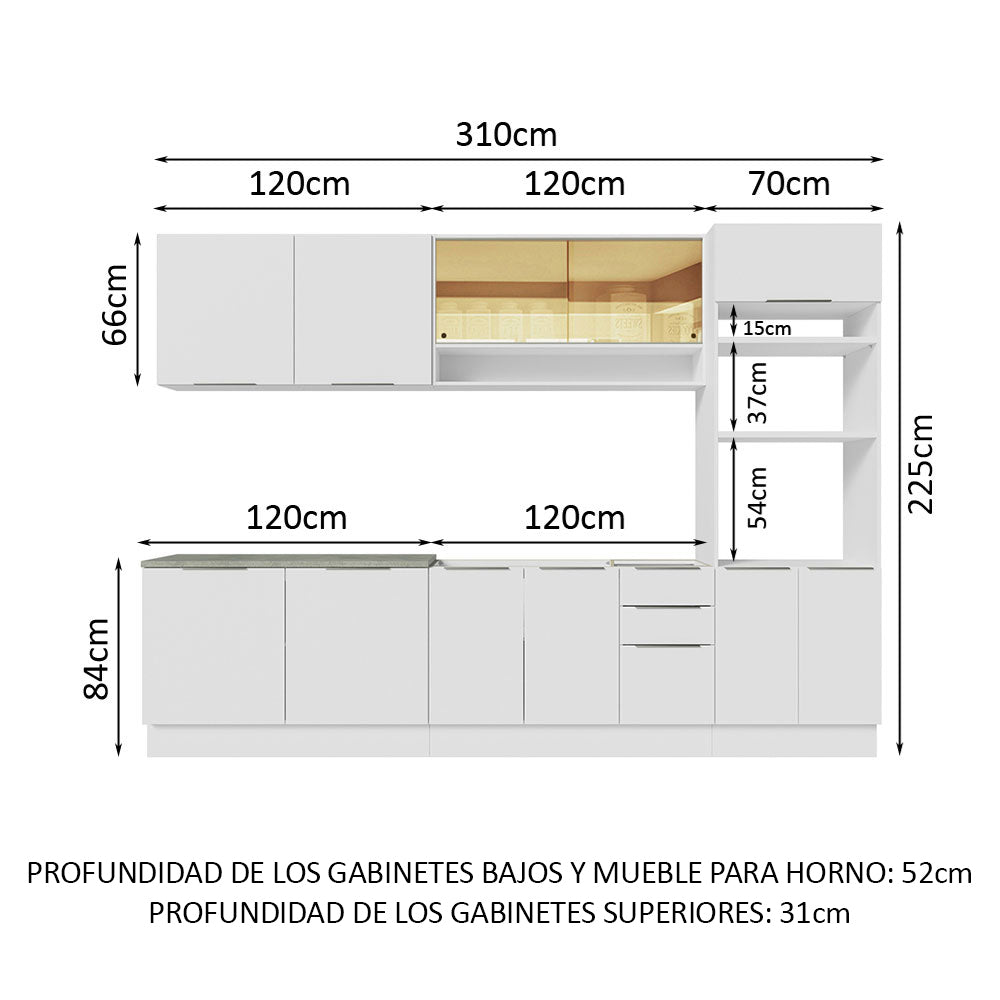 Combo Completo de Cocina 310 cm Blanco Stella Madesa 02