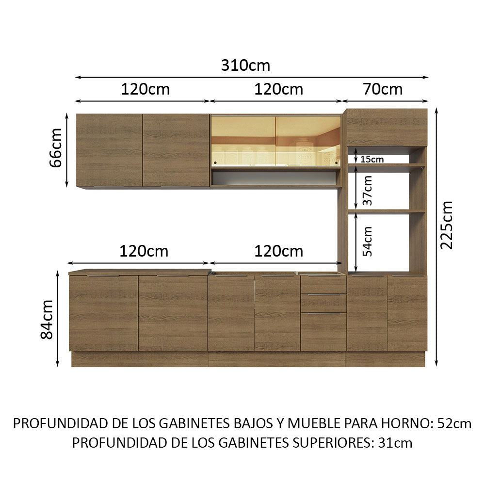 Combo Completo de Cocina 310 cm Marrón Stella Madesa 02