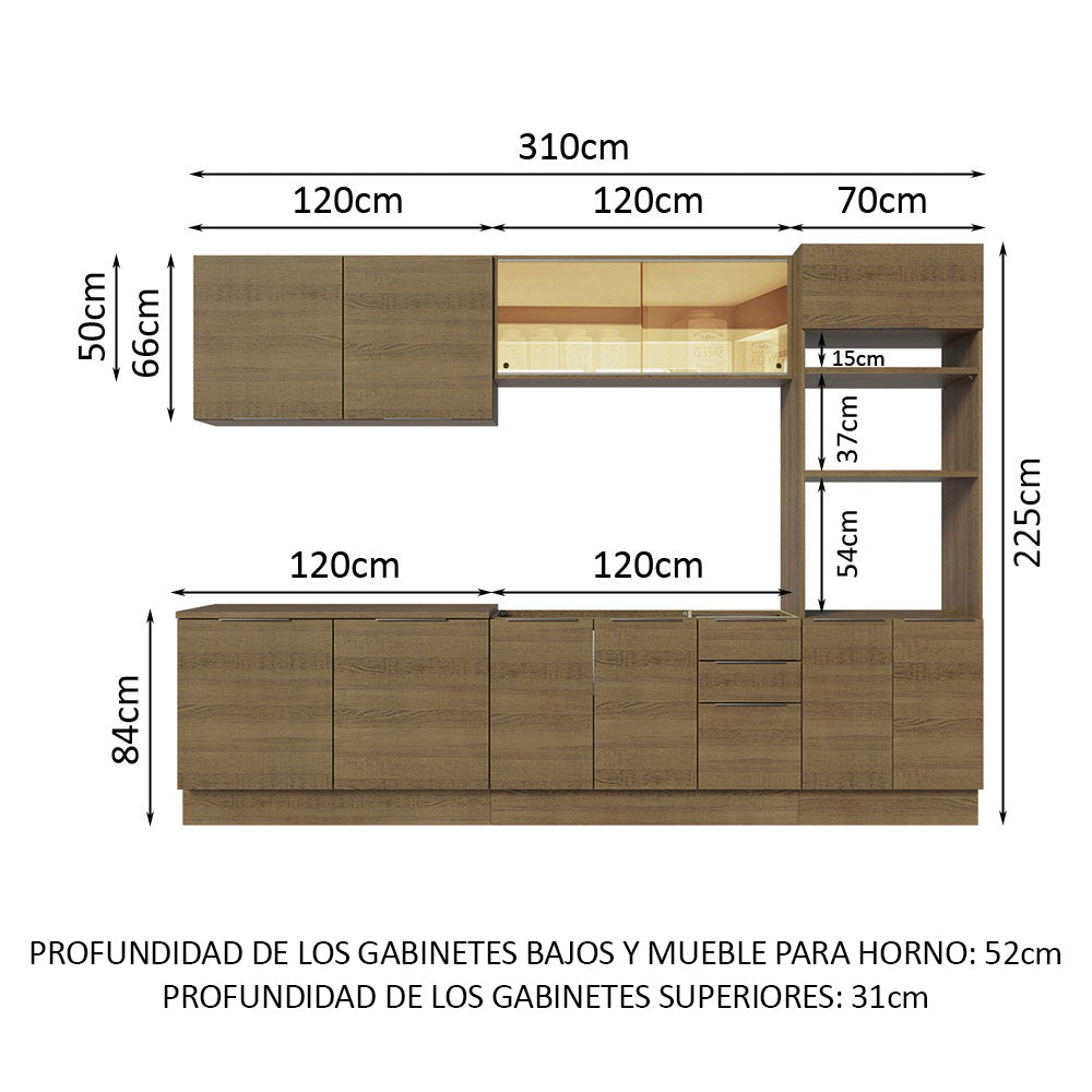 Combo Completo de Cocina 310 cm Marrón Stella Madesa 03
