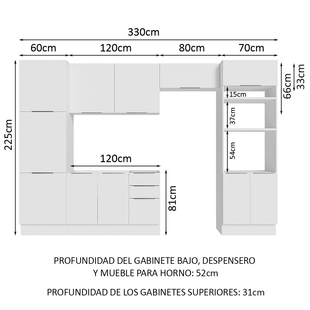 Combo Completo de Cocina 330 cm Blanco Stella Madesa 02