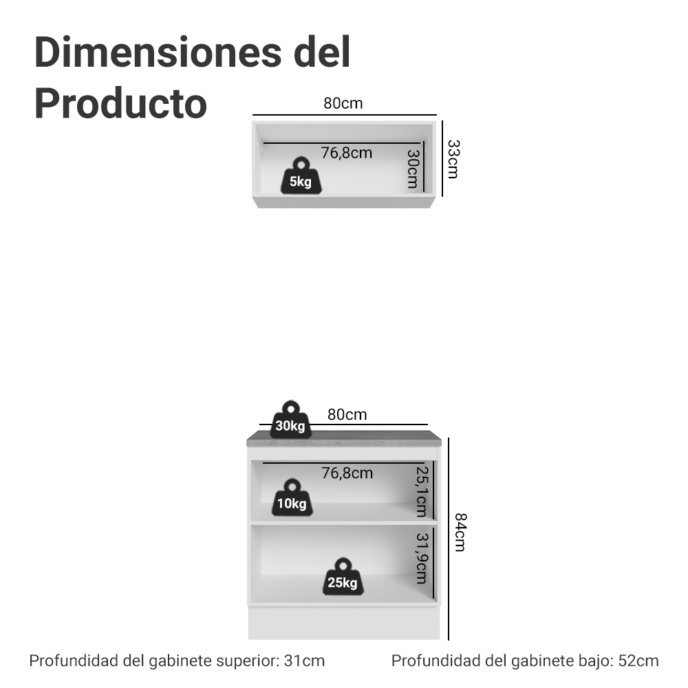 Vanitory 80cm 3 Puertas Blanco Vik 02