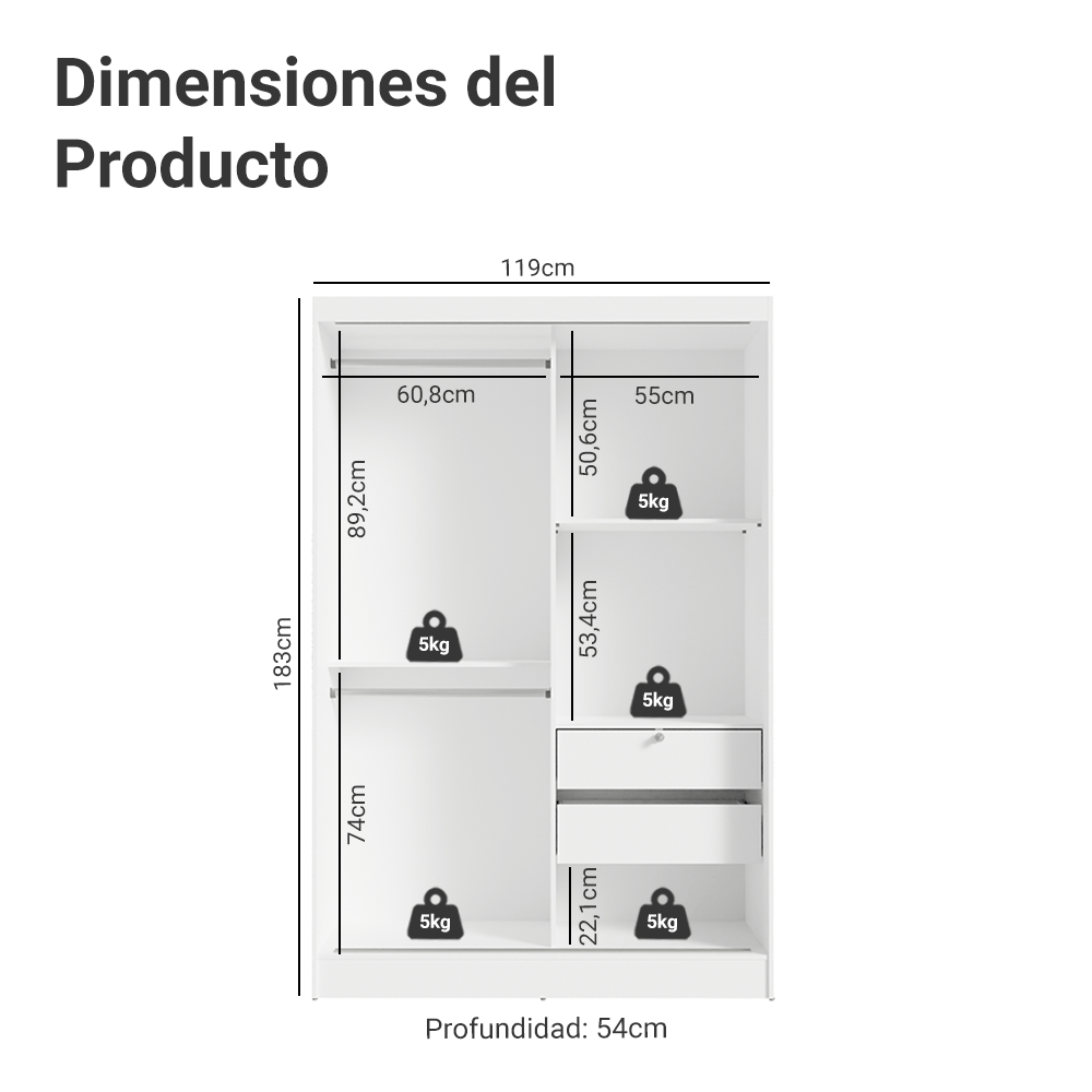Kit Dormitorio Infantil Madesa Placard y Chifonier 6 Cajones BB 05
