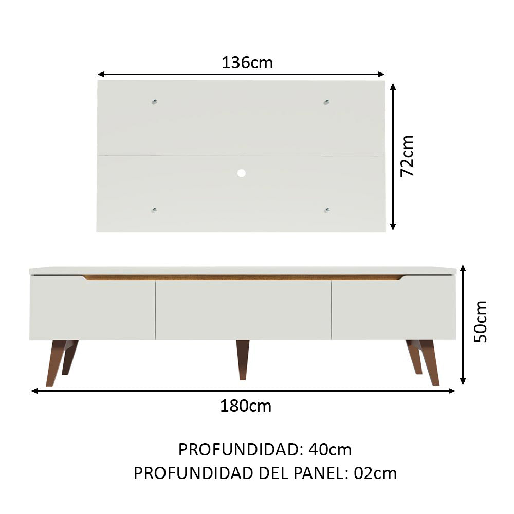 Rack para TV Madesa Reims con Panel de TV hasta 55 Pulgadas 2 Puertas e 1 Cajon Blanco