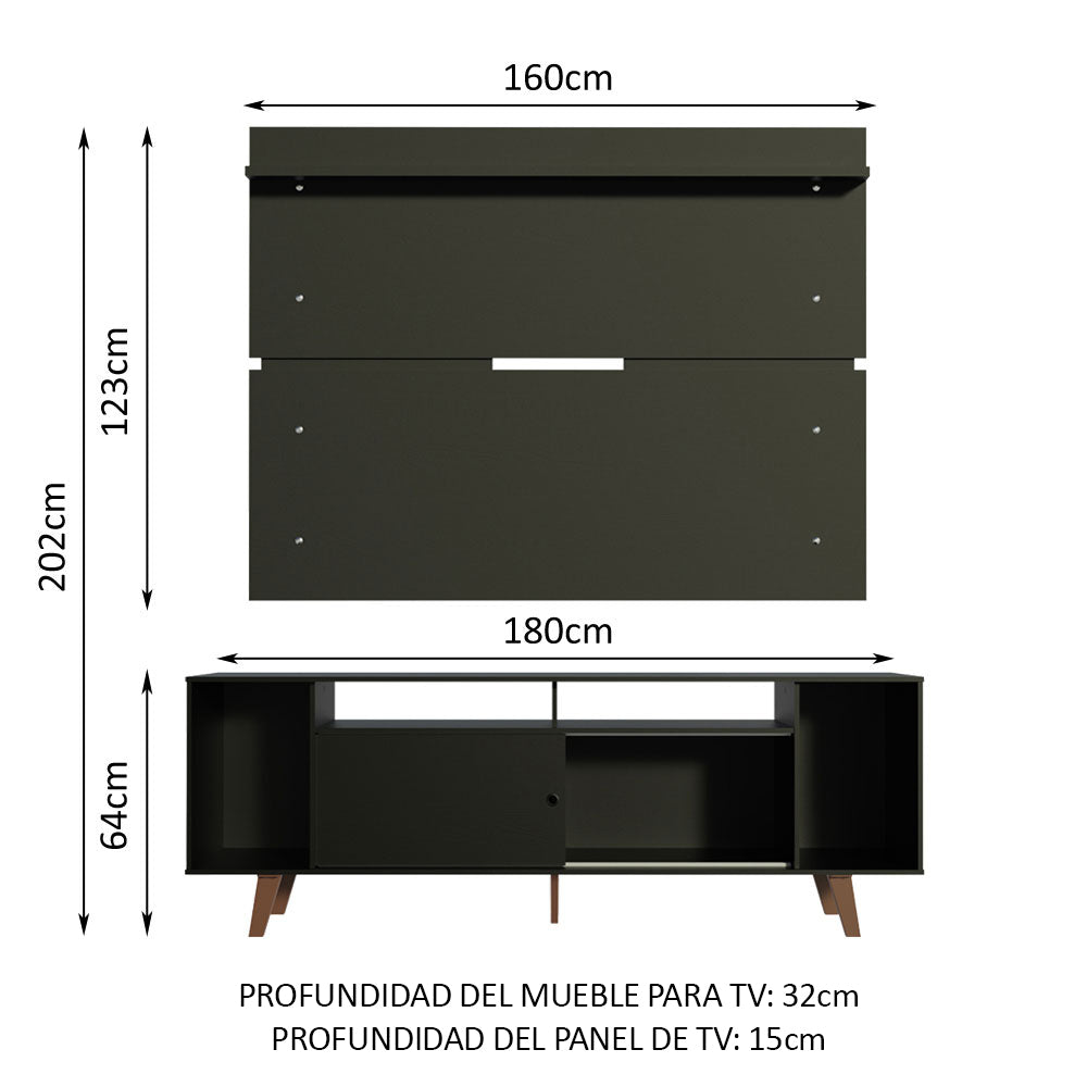 Rack Madesa Cancun con Patas y Panel para TV hasta 65 Pulgadas Negro/Negro