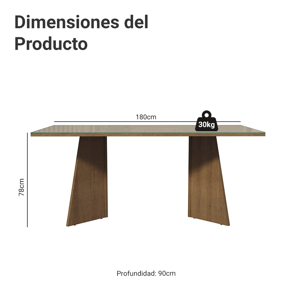 Escritorio para Oficina Director Presidente 180 cm con Tapa de Vidrio 5388 Marrón/Crema