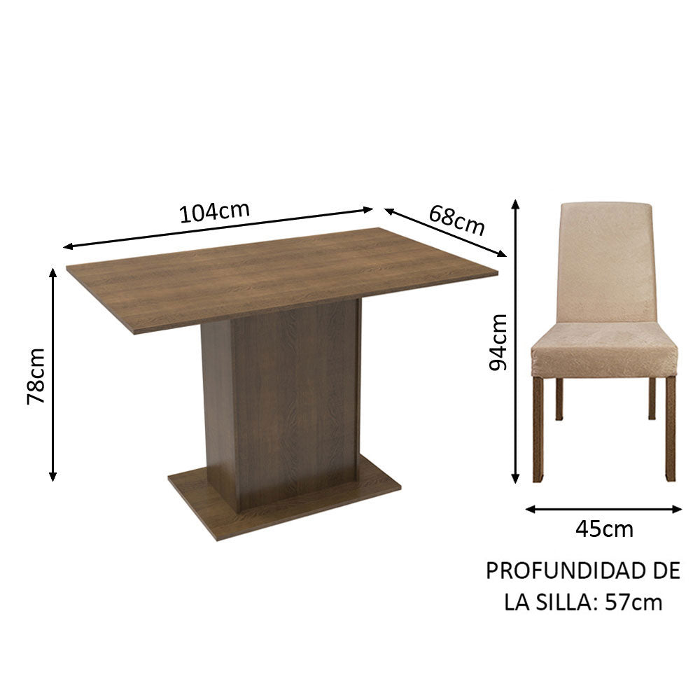 Juego de Comedor Madesa Manu Mesa con Tapa de Madera con 2 Sillas Marrón/Imperial