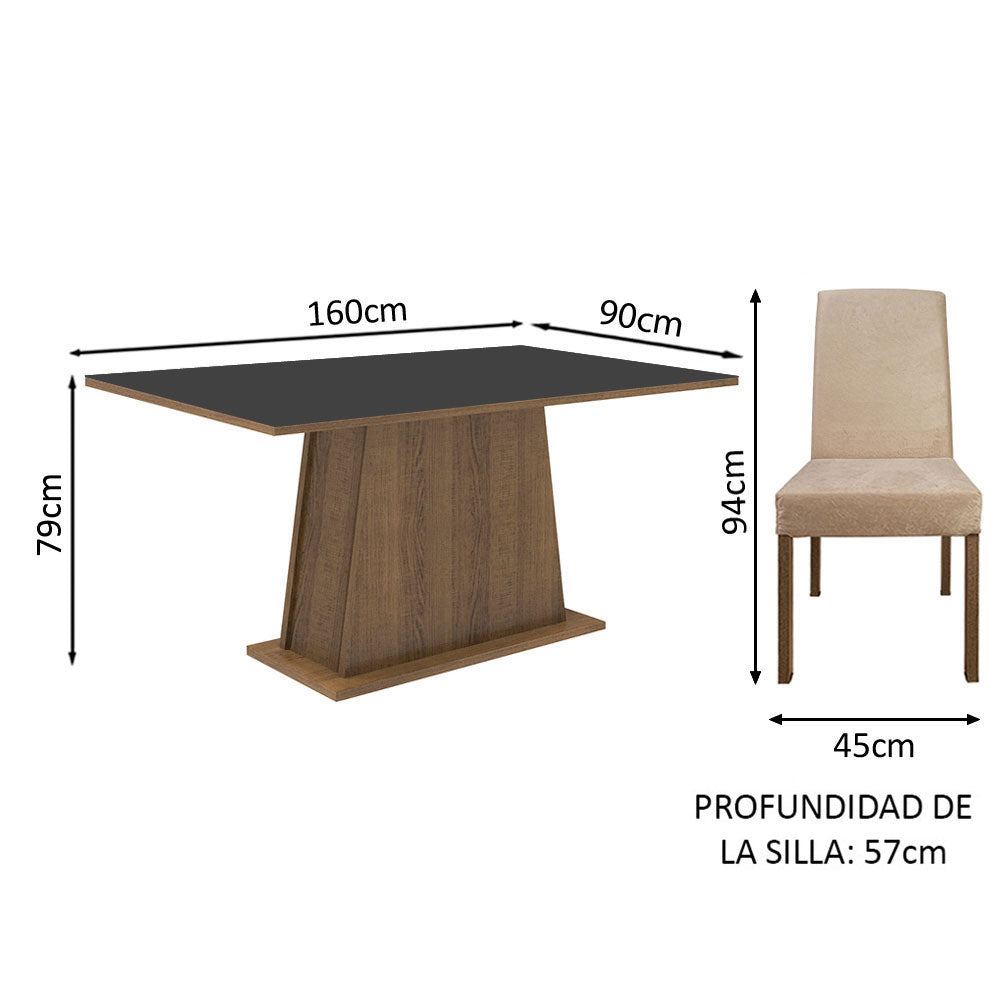 Juego de Comedor Madesa Flavia Mesa con Tapa de Madera con 4 Sillas Marrón/Negro/Imperial
