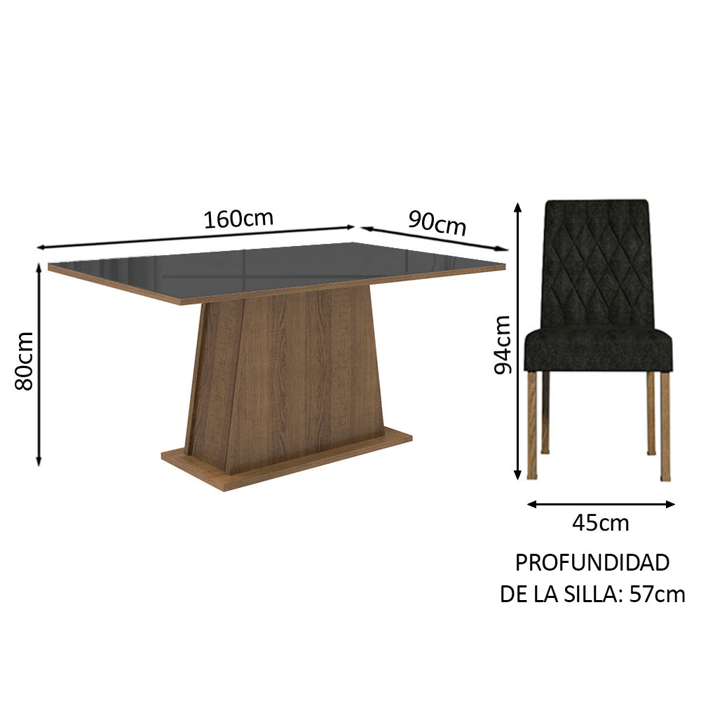 Juego de Comedor Mesa de Vidrio y 4 Sillas Madesa Oxford MN 06
