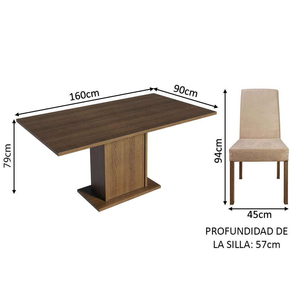 Juego de Comedor Mesa con Tapa de Madera 4 Sillas Marrón/Imperial Keila Madesa