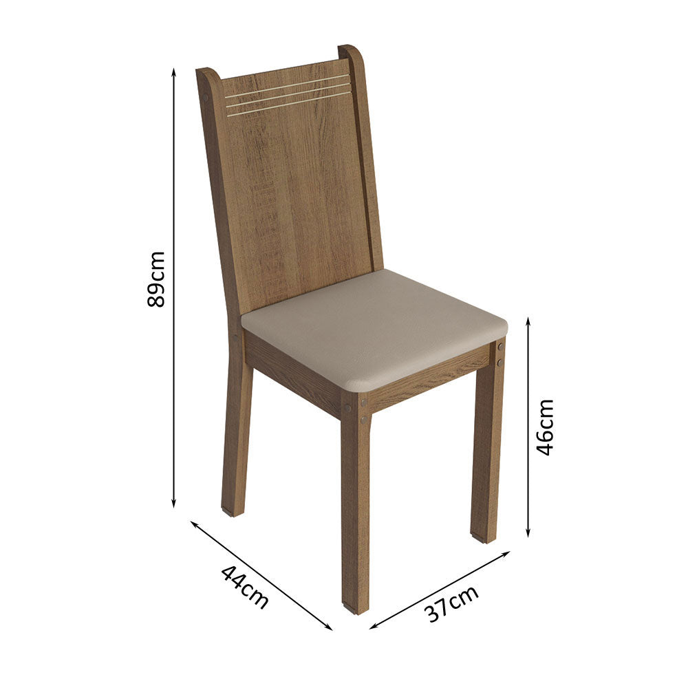 Juego de Comedor Mesa con Tapa de Madera 4 Sillas Marrón/Crema/Sintético Beige Samara Madesa