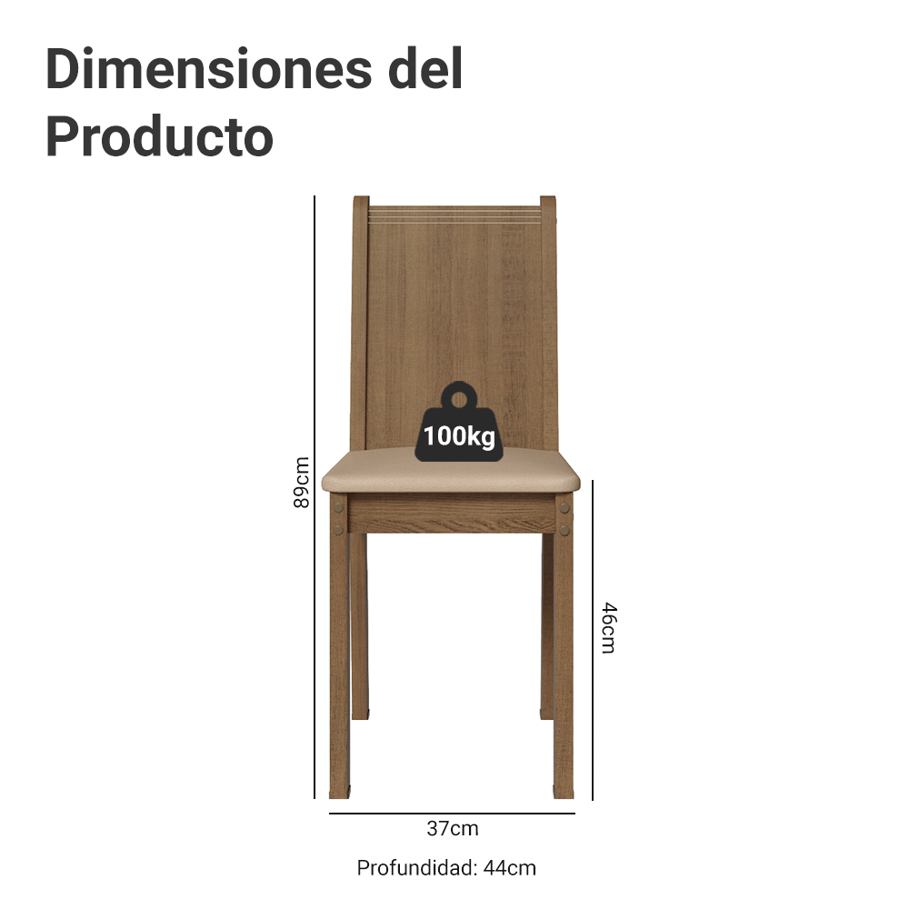 Juego de Comedor Mesa Tapa de Madera 4 Sillas Marrón/Negro/Sintético Beige Samara Madesa