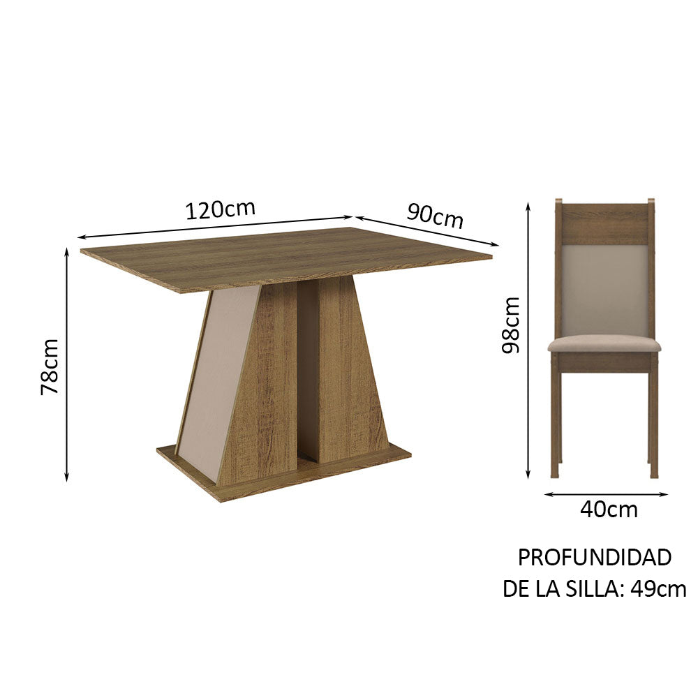 Juego de Comedor con Mesa y 4 Sillas Madesa Angel RCB