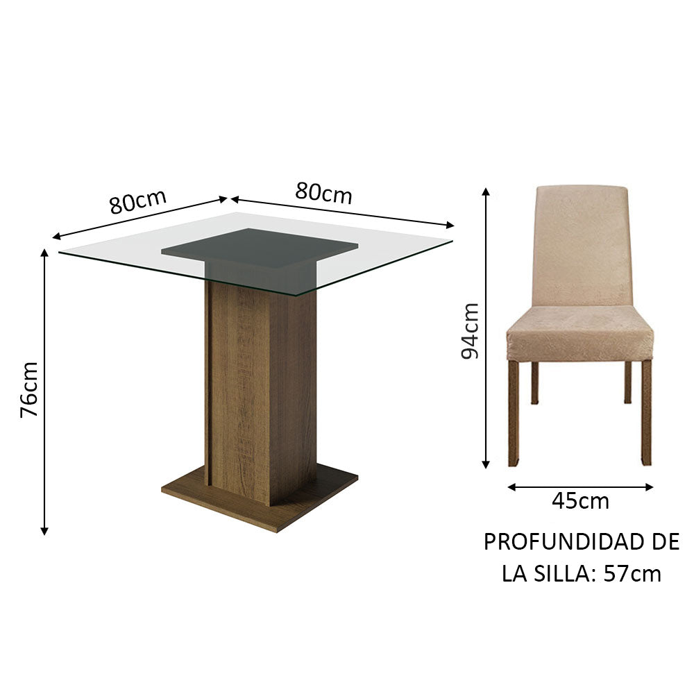Juego de Comedor con Mesa y 4 Sillas Madesa Hiedra MI