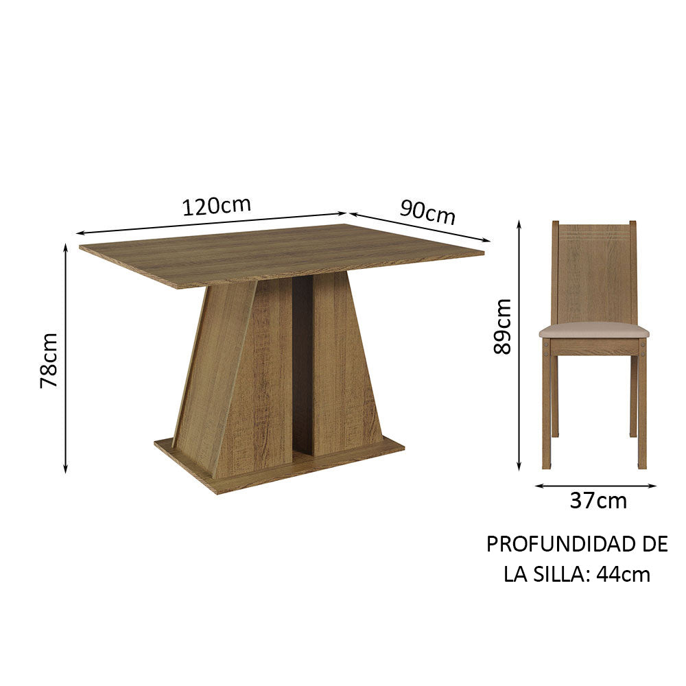 Juego de Comedor Mesa Tapa de Madera 4 Sillas Marrón/Beige Marilyn Madesa