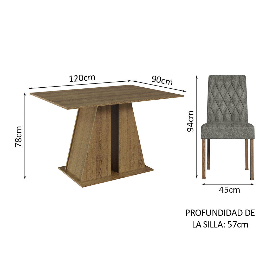 Juego de Comedor Mesa Tapa de Madera 6 Sillas Marrón/Silver Fabiana Madesa