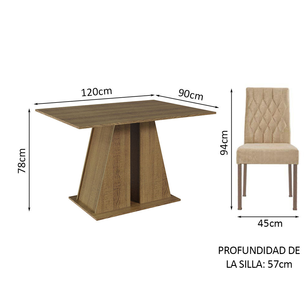 Juego de Comedor Mesa Tapa de Madera 6 Sillas Marrón/Imperial Fabiana Madesa