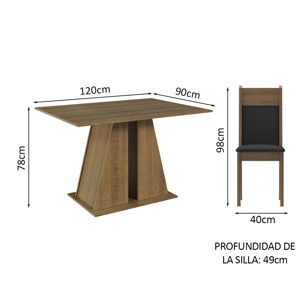 Juego de Comedor Mesa Tapa de Madera 6 Sillas Marrón/Negro Beverly Madesa