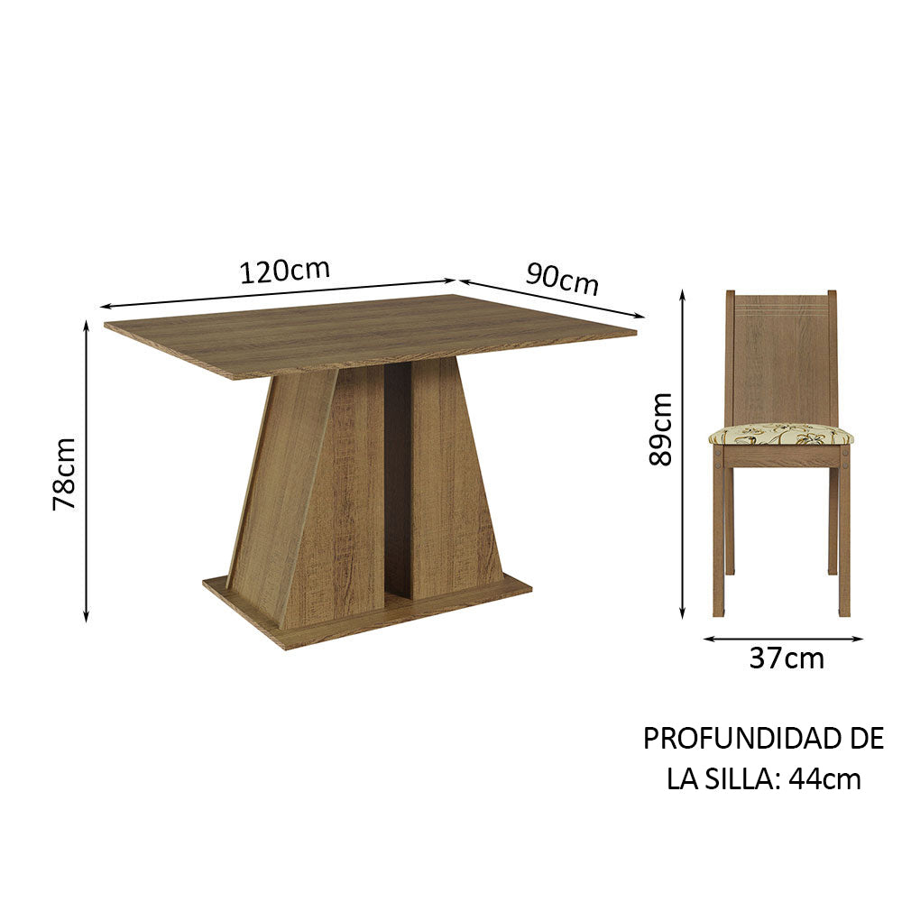Juego de Comedor Mesa Tapa de Madera 6 Sillas Marrón/Lírio Beige Sharon Madesa