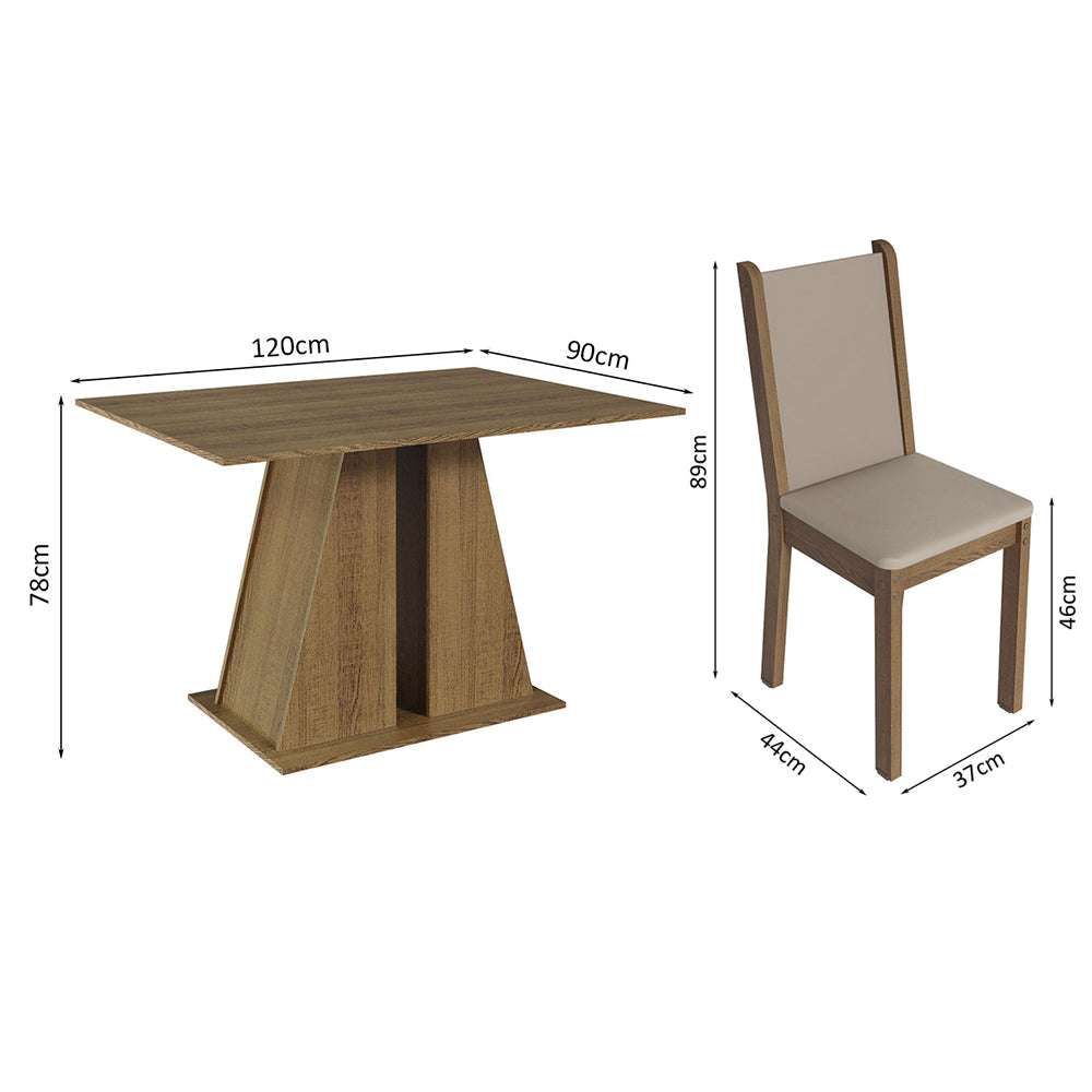 Juego de Comedor Mesa Tapa de Madera 6 Sillas Marrón/Beige Wendy Madesa