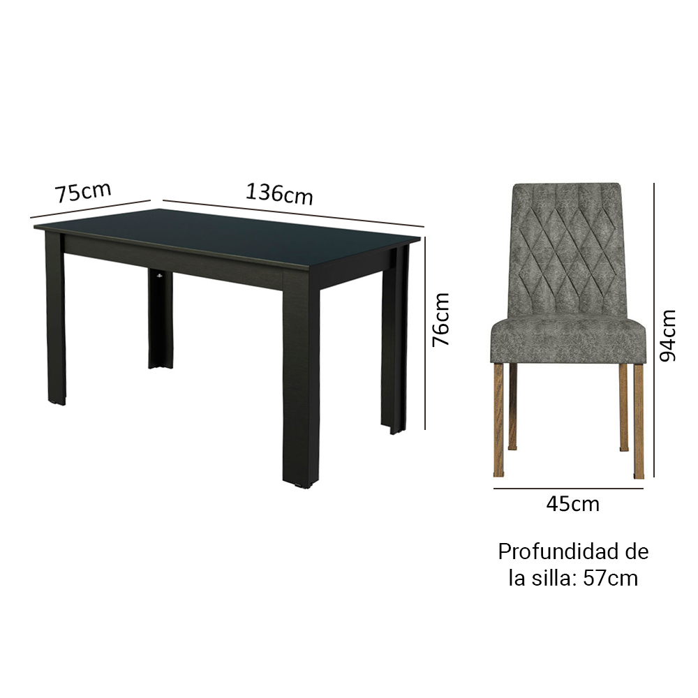 Juego de Comedor con Mesa y 6 Sillas Madesa Allegro GG