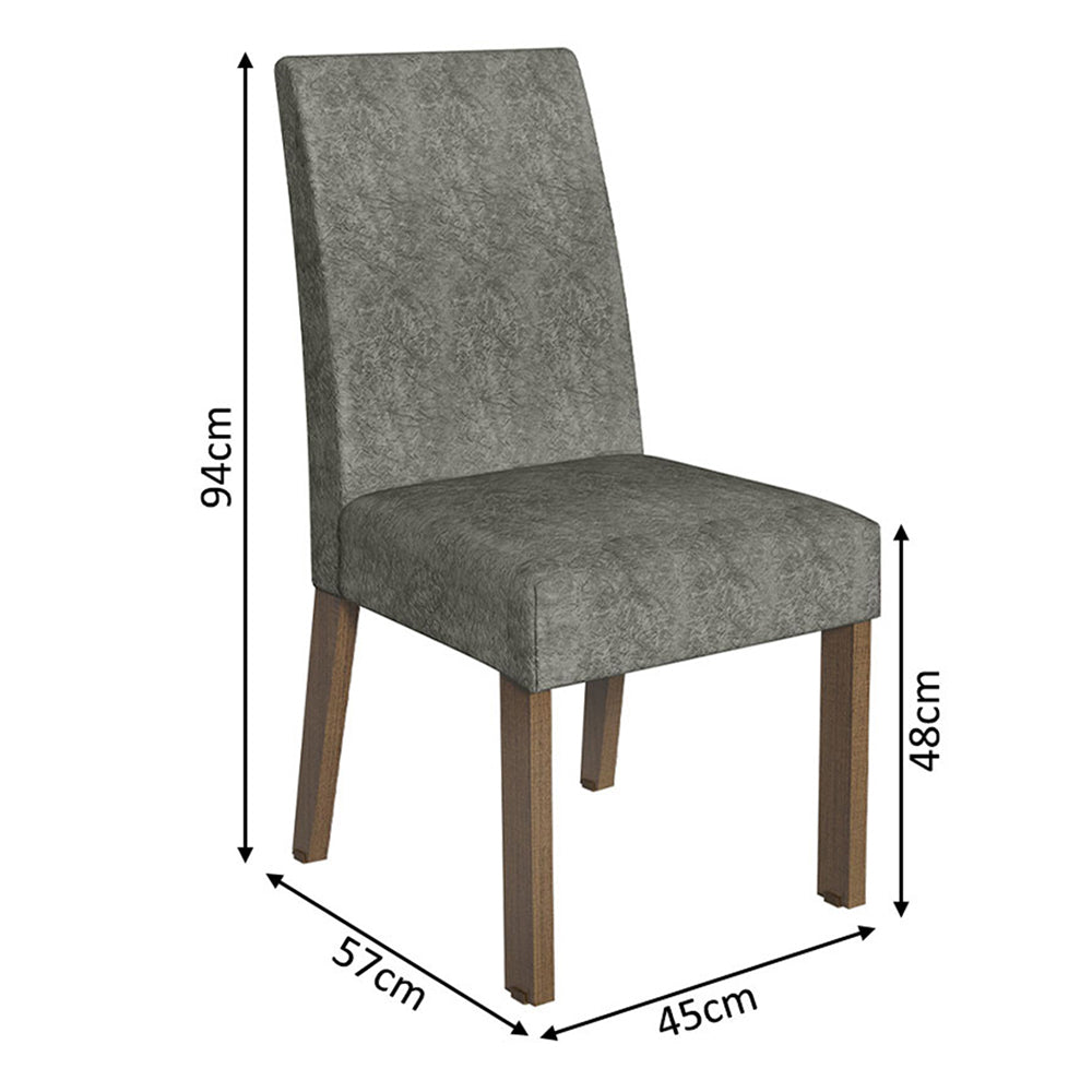 Juego de Comedor Mesada de Madera 8 Sillas Doris Marrón/Silver