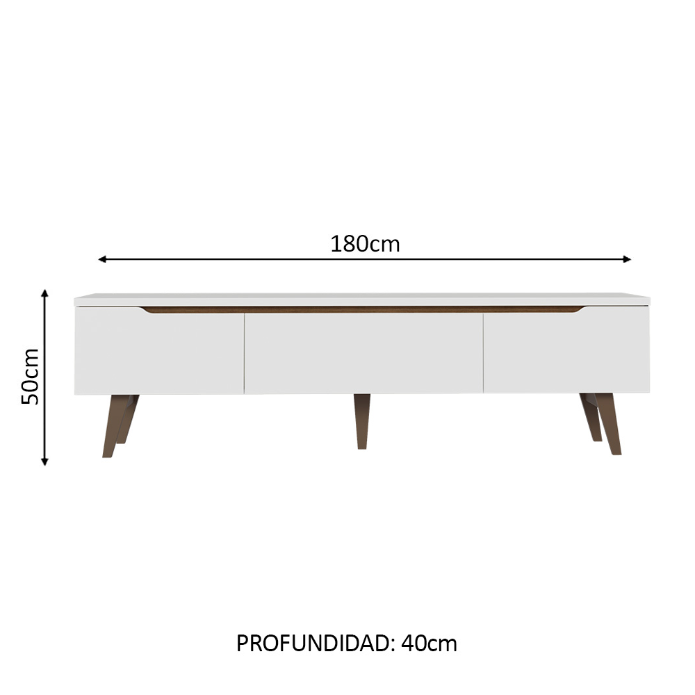 Mueble para TV hasta 80 pulgadas, 180cm, 2 puertas, 1 cajón, Blanco/Marrón Toronto Madesa