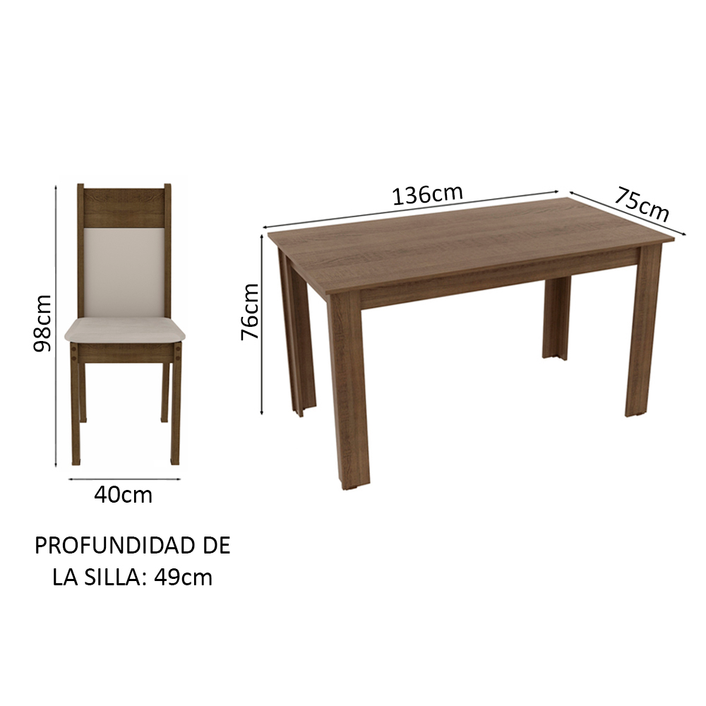 Juego de Comedor con Tapa de Madera 6 Sillas Marrón/Crema/Beige Malta